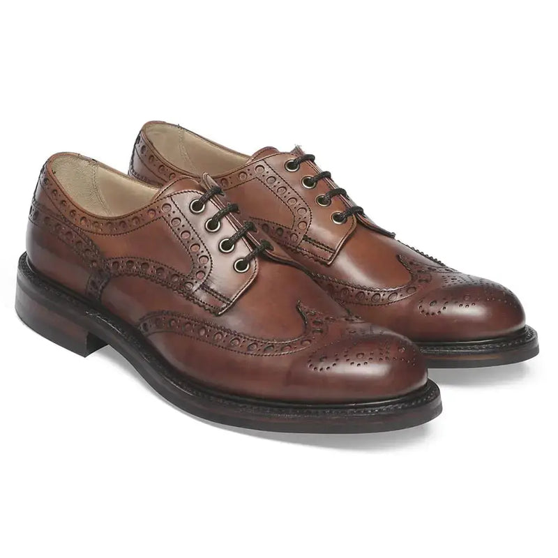 Cheaney Avon R Wingcap Derby Brogue Shoes in Dark from