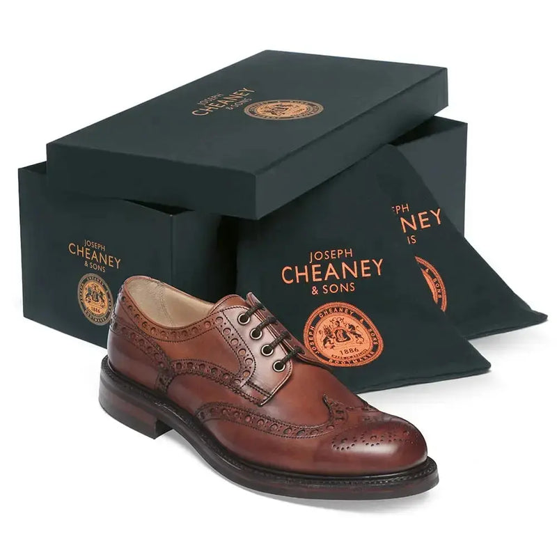 Cheaney Avon R Wingcap Derby Brogue Shoes in Dark from